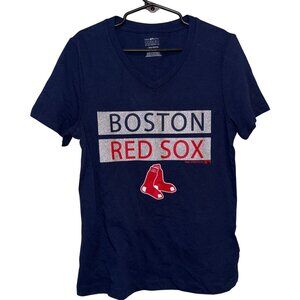 Boston Red Sox Youth Team Athletics V-Neck T-Shirt Glitter Medium